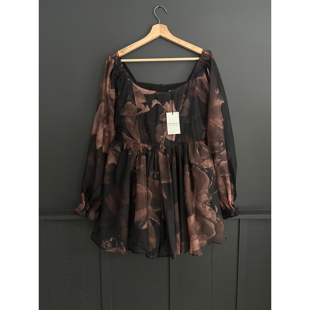 Promesa Rich Blossoms Floral Organza Corset Babydoll Romper Dress NEW Size Small - Picture 5 of 16